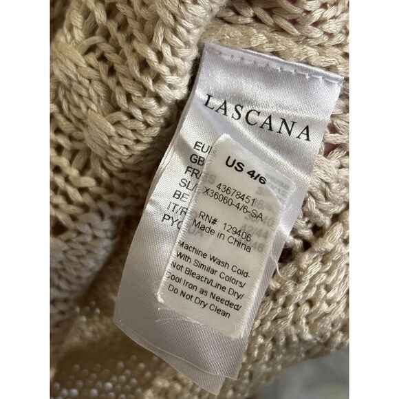 Lascana US 4/6 Beige Open Knit Sweater Boho Lightweight Crochet Pullover - Picture 5 of 8